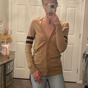 Striped sleeve button down cardigan
